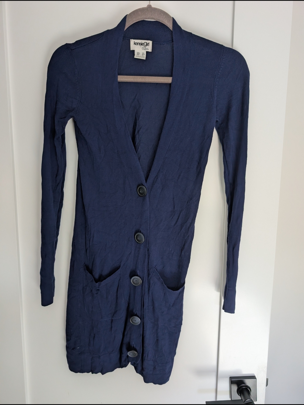 kensieGirl Navy Long Button Cardigan